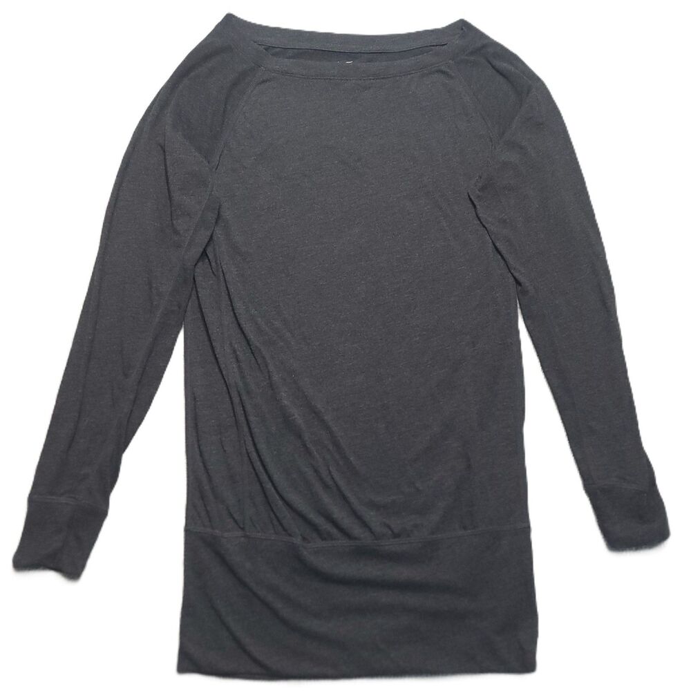 Nike Dri-FIT Shirt Womens S Long Sleeve Boat Neck Black Loose Fit Logo Tunic Top